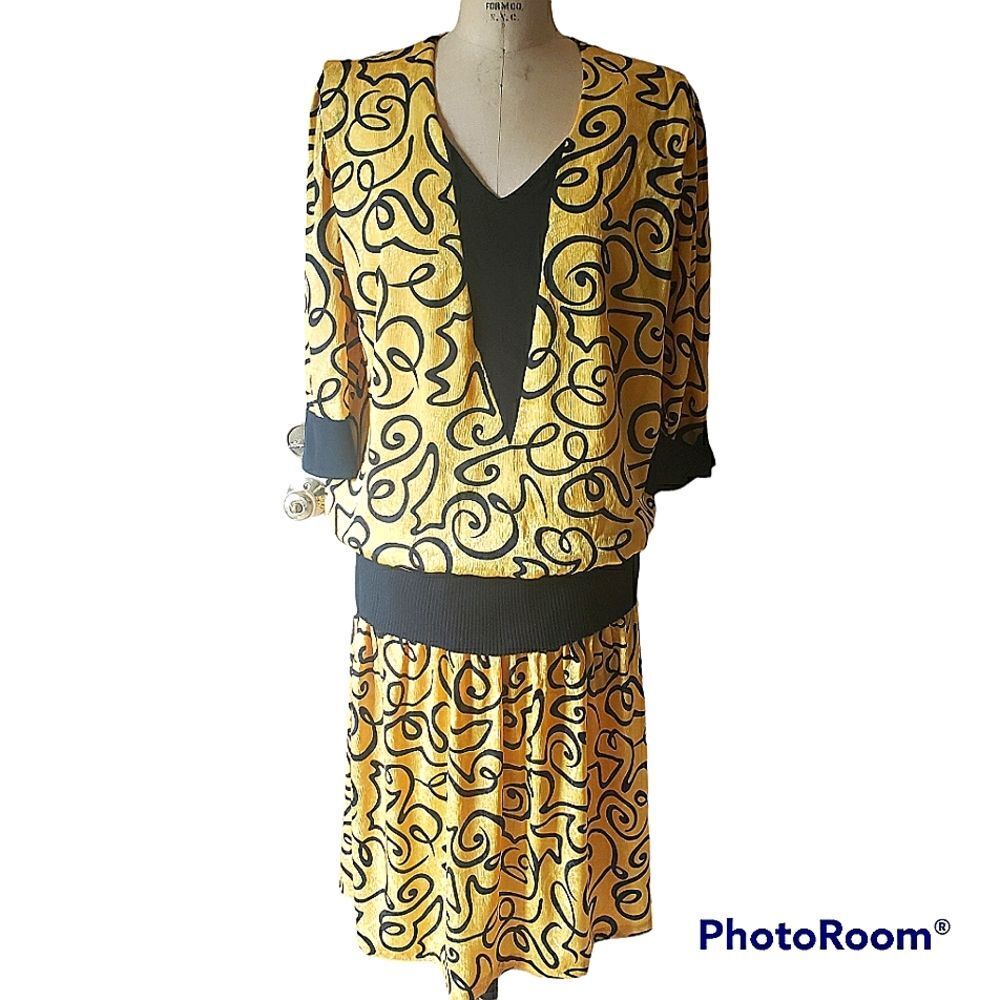 Vintage Starlo Fashions dropped waist dress, Size 13-14